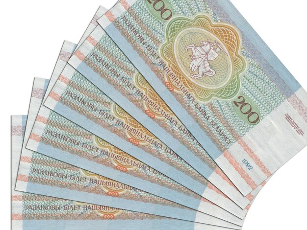 Photo currency from belarus belarusian banknotes close up money from belarus belarusian ruble3d render