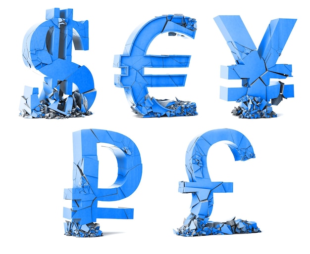 Currency symbol on white background3d illustration