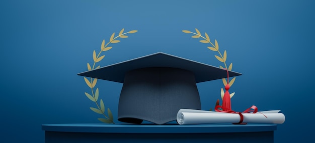 Curriculum afstudeerceremonie concept achtergrond 3d rendering