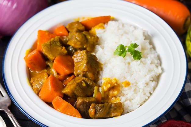 Curry beef with rice