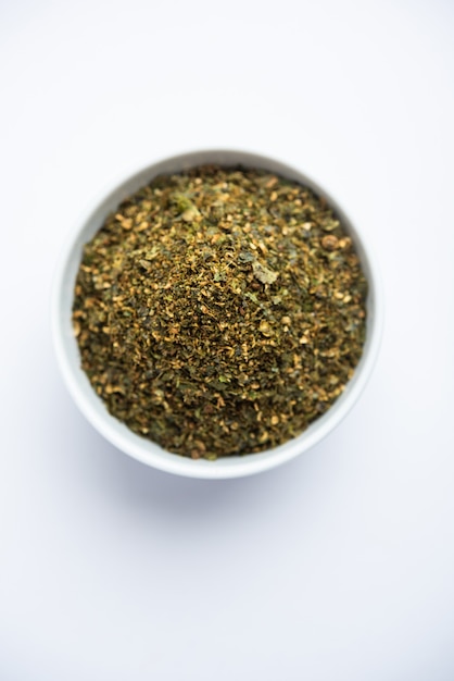 Premium Photo | Curry leaves powder or karivepaku or karuveppilai podi