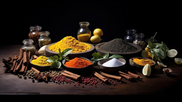 Photo curry powder collection in bowls