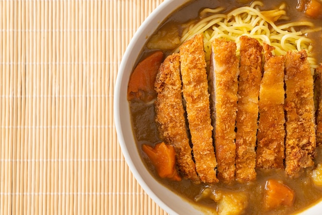 Curry ramen noodles with tonkatsu fried pork cutlet