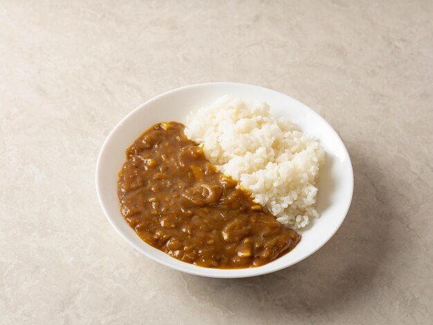 Curry and rice on a plate