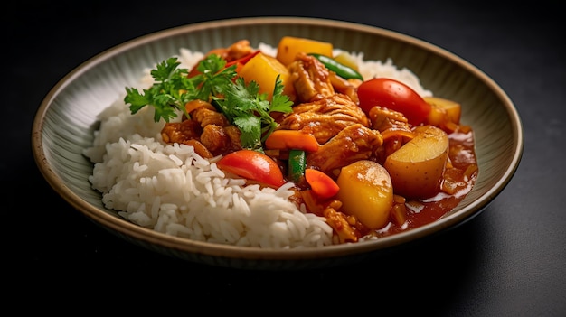 A Curry Rice with blur background