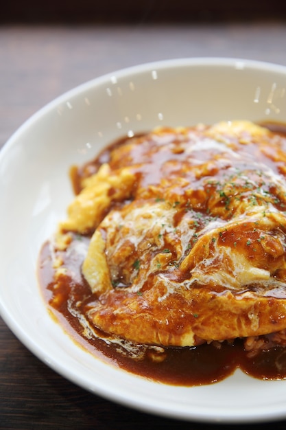 Curry rijst met ei op Japanse wijze