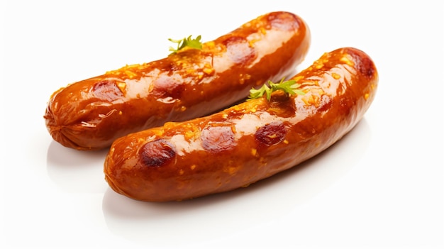 Curry sausage isolated on white