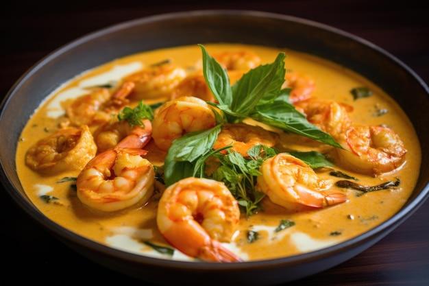 Curry shrimp in coconut milk Asian cuisine