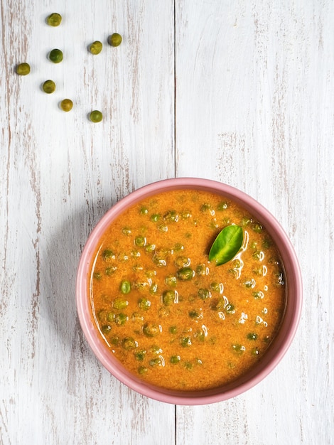 Curry with green peas. Punjabi, North Indian cuisine.