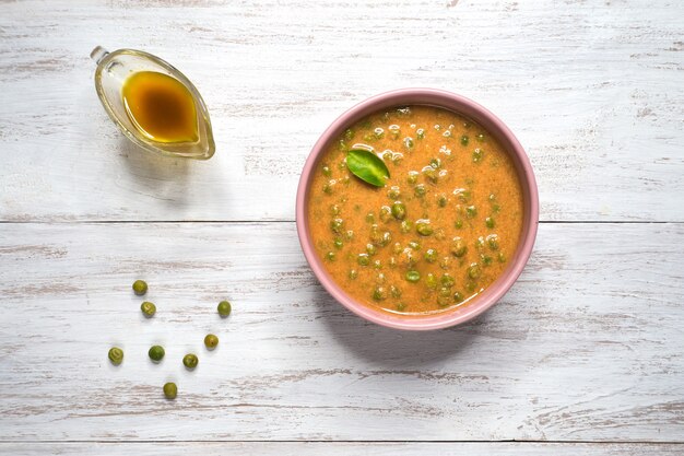 Curry with green peas. Punjabi, North Indian cuisine.