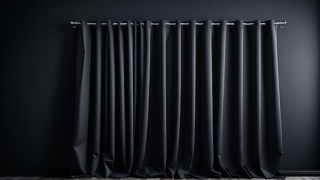 Curtain in black interior Mock up 3D Rendering