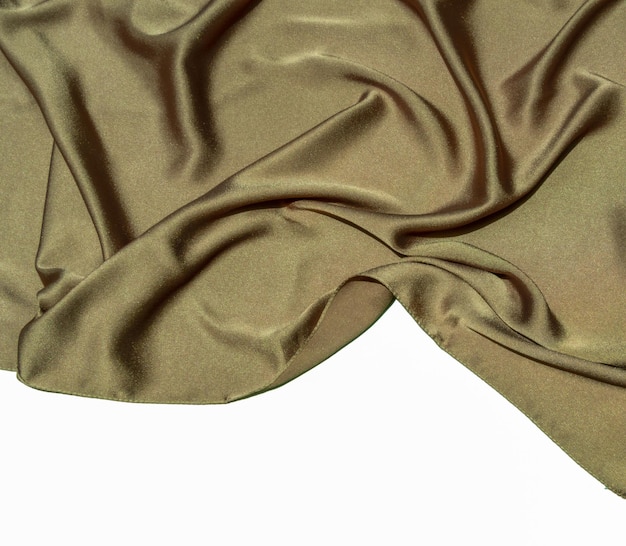 Curtain brown wave and soft shadow. below whtie background and copy space