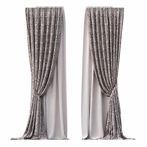 curtain isolated on white background, 3D illustration, cg render