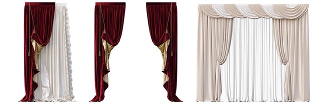 curtain isolated on white background, 3D illustration, cg render