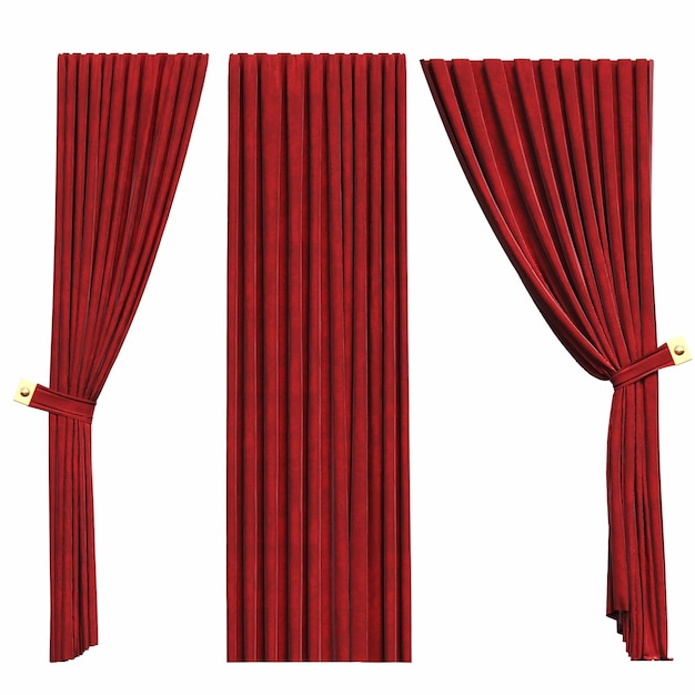 curtain isolated on white background, interior furniture, 3D illustration, cg render