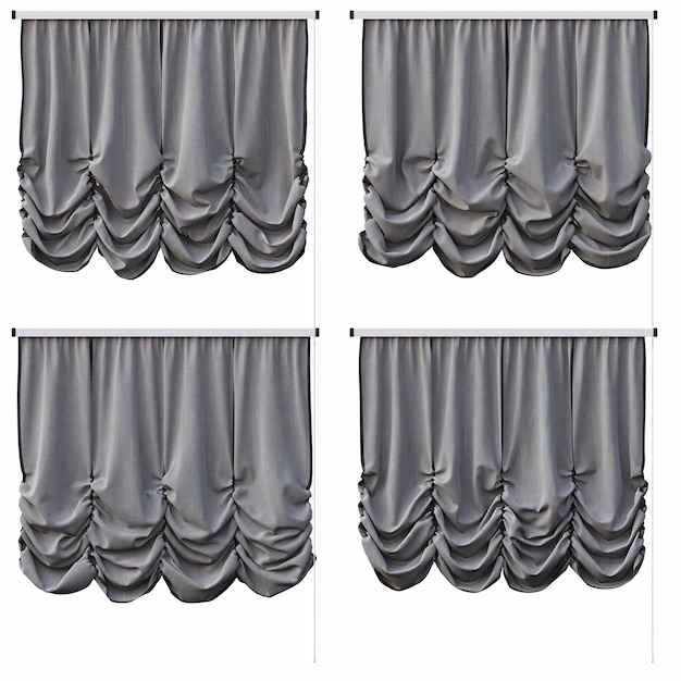 Photo curtain isolated on white background, interior furniture, 3d illustration, cg render