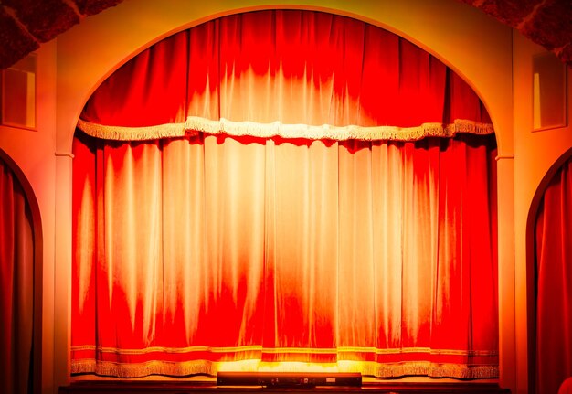 Photo curtain on stage in theater