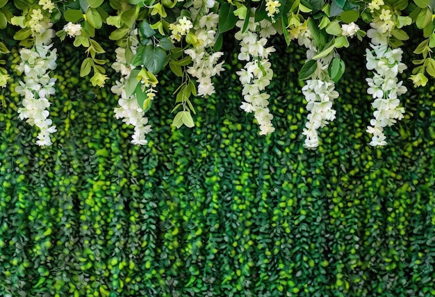 a curtain with flowers hanging from it