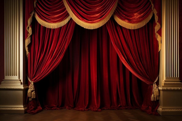 a curtain with a statue of the king on it