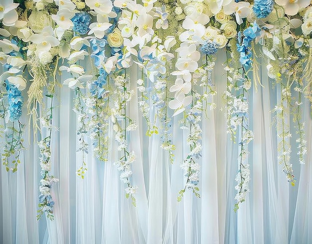 a curtain with the word quot blue and white quot on it