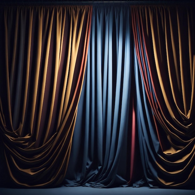 Photo curtains with colorful stage illumination background photo