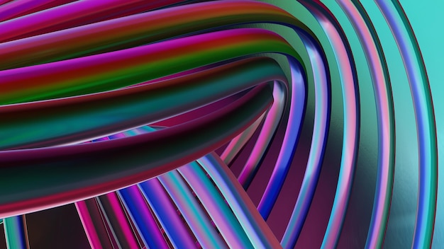 Curve Gradient colorful reflection background 3D rendering