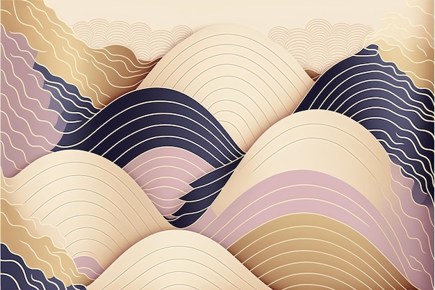Волны изогнутой линии абстрактный японский фон