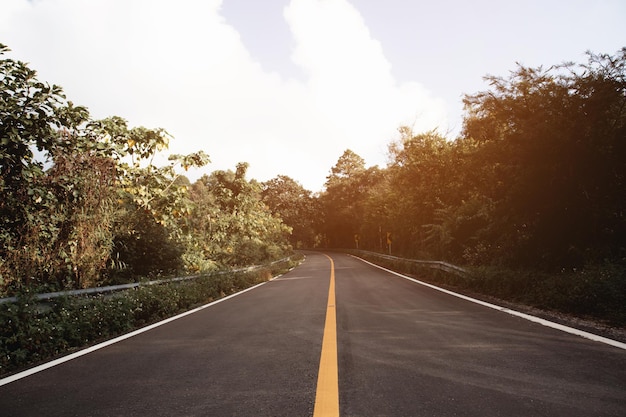 Curved road on a beautiful mountain