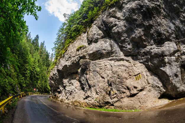 Strada curva nel canyon di bicaz, romania