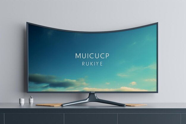 Curved tv mockup On the table