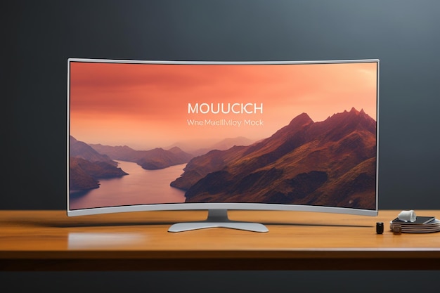 Curved tv mockup On the table