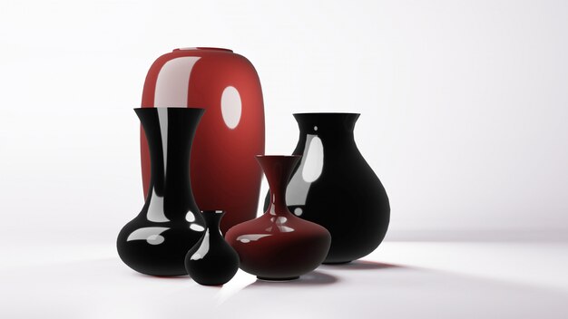 Curved vases 3d render