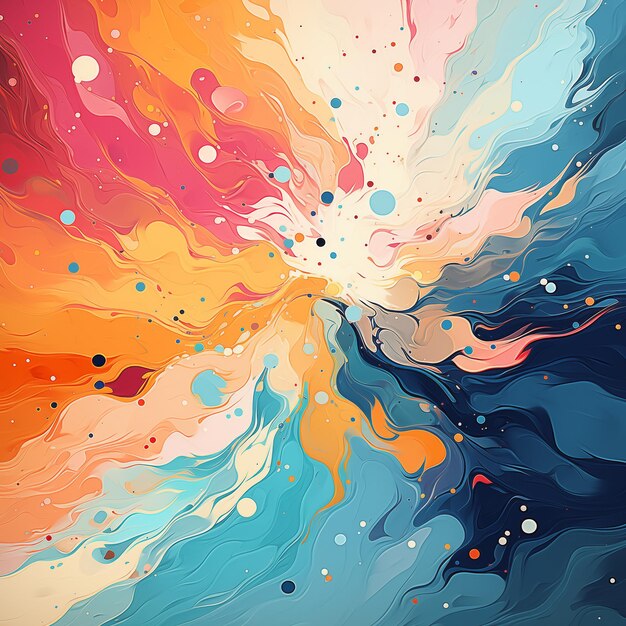 The curved wavy background of spills of thick pigment of different colors