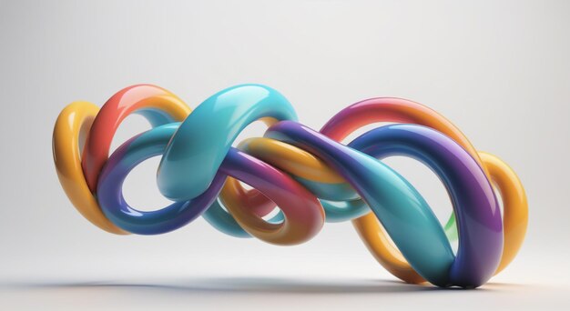 Photo curvilinear spectrum abstract 3d render with colorful shapes and curved lines