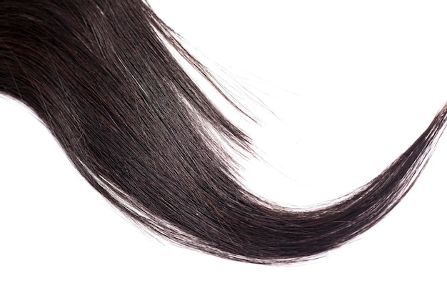 curvy black long hair isolated on white background hair extensions close up