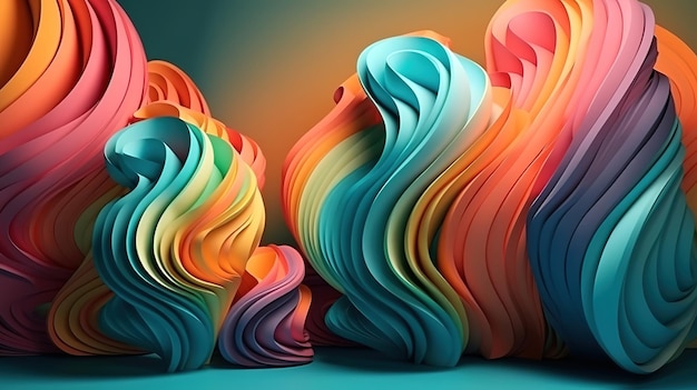 Curvy ribbon edge folded wallpaper Bright color Generative Ai