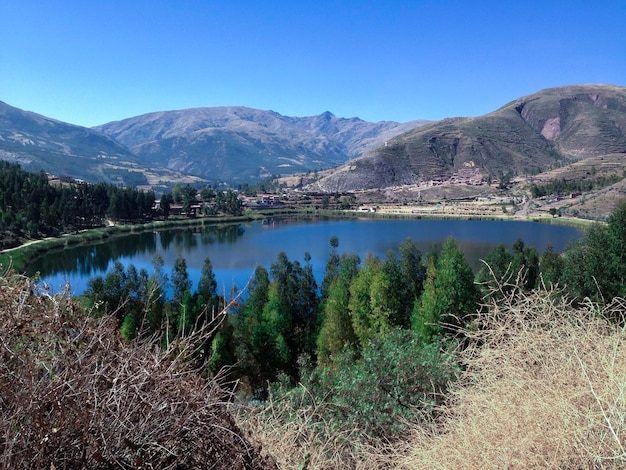 Cusco Peru Landscape lake blue sky