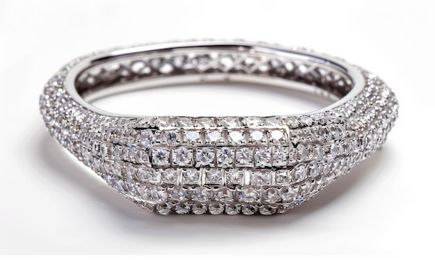 Cushion Cut Diamond Bangle Displayed On White Background