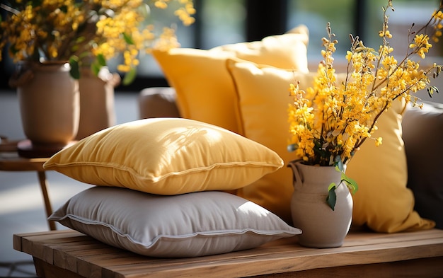 cushions in living room interior toned