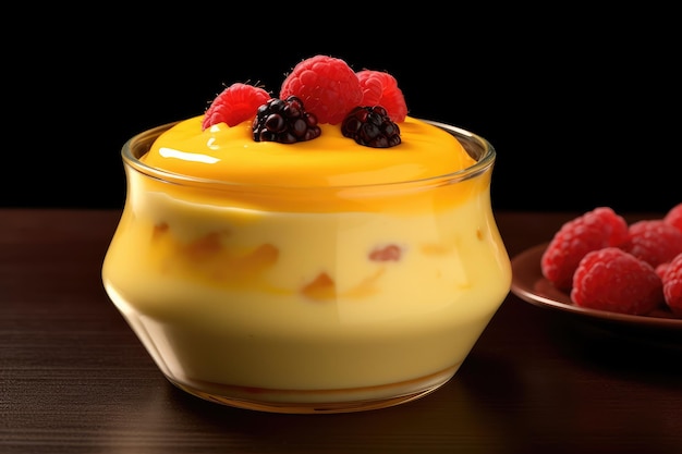 custard pudding profesional advertising food photography AI Generated