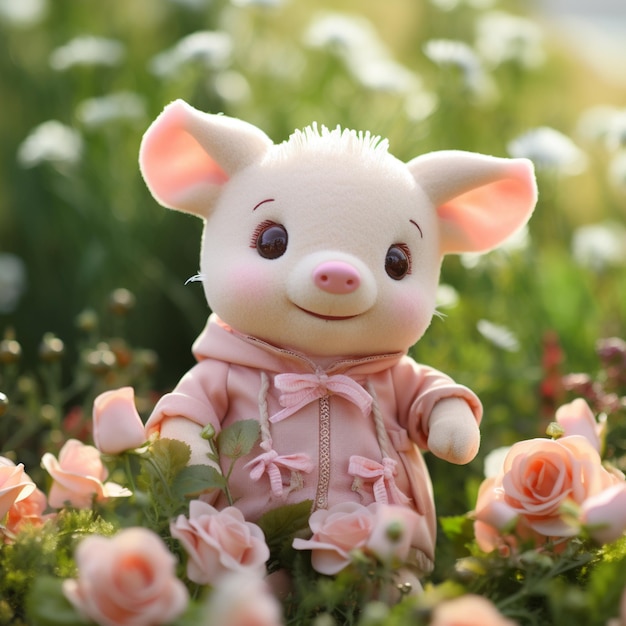 Custom plush stuffed cute soft pig toy with clothes
