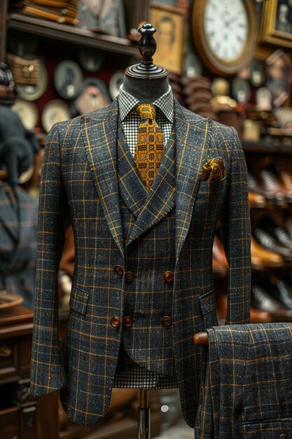 Photo custom tailors boutique stitches sartorial elegance in business of bespoke suits and fashionable