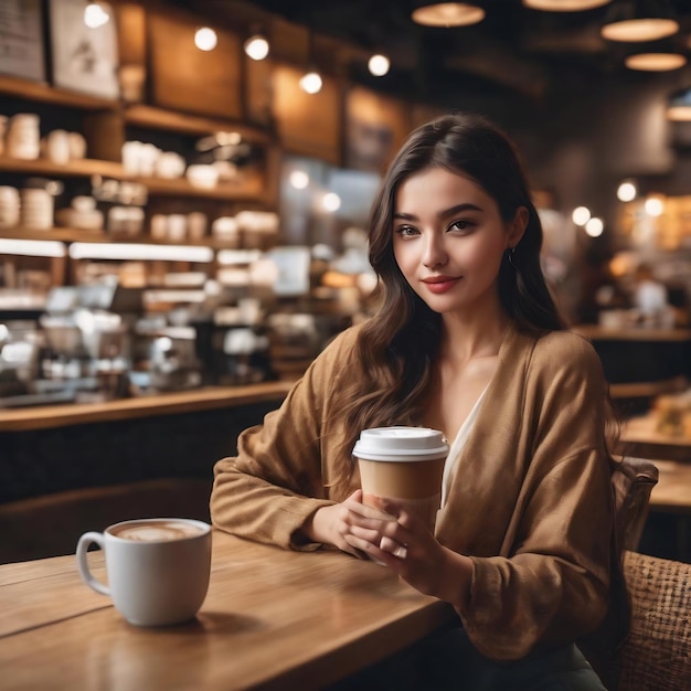 Customer in coffee shop blur background with