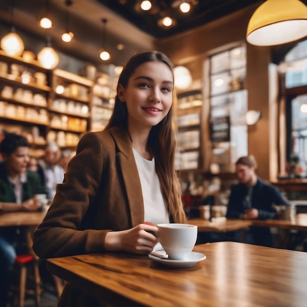 Customer in coffee shop blur background
