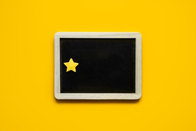Customer experience review concept one yellow stars negative\
online reviews rating in frame on
