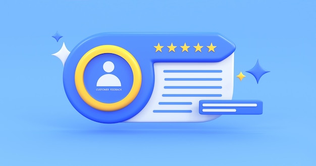 customer feedback illustration in blue background