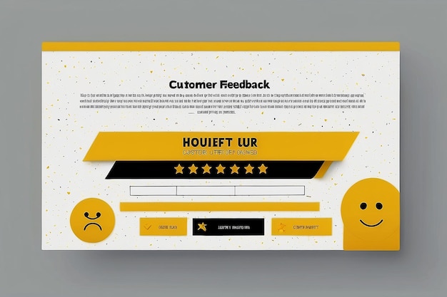 Photo customer feedback review or testimonial design with black and yellow color