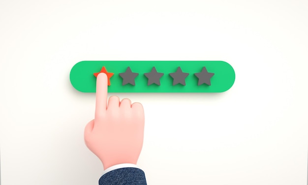 Customer hand review feedback 1 star rating 3d for negative feedback