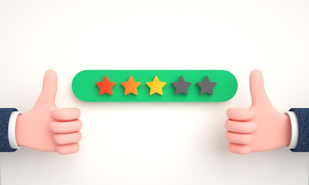 Customer hand review feedback 3 star rating design