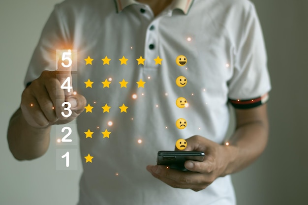 The customer is rating the service through a toplevel application